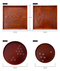Wholesale Classical Square <strong>Japanese</strong> Style <strong>Hollowed</strong> Cherry Blossoms 30cm Wood Serving Tray - Product Image 5