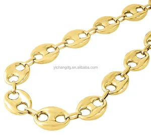 14K Geel Goud 16Mm Breed Gepofte Mariner Ketting 30-36 Inches