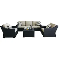 Móveis de sofá de alumínio, popular, quadro de alumínio, vime, conjunto de sofá, sofá conversacional ao ar livre, pátio, tecido à mão