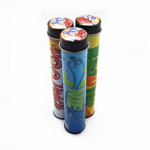 Custom slim round stand tube metal tin pencil box with easy open lid