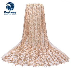 Bestway ren và thêu vải Burgundy nặng Sequins pháp ren vải lưới fl0321 - Product Image 6