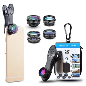판매! iPhone 15 용 휴대폰 액세서리 5 in 1 전화 렌즈 키트 광각/매크로/어안/줌/CPL 모바일 카메라 렌즈