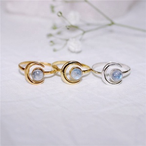 Vintage <strong>Moon</strong> <strong>Rings</strong> Adjustable Women Gold Simulated Moonstone <strong>Rings</strong> Plated Party <strong>Rings</strong> Healing Crystal Simple Cute for Women CNAS - Product Image 4