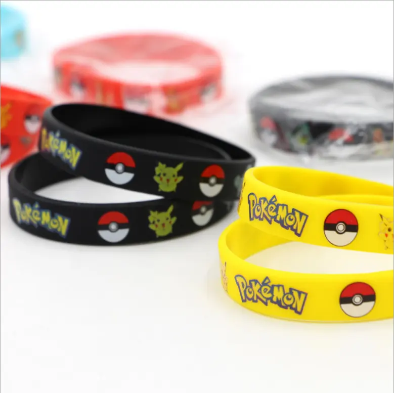 Bracelet à main en silicone, pas de taille moyenne, 4 couleurs, thème Pokemon, pour la main, en stock
