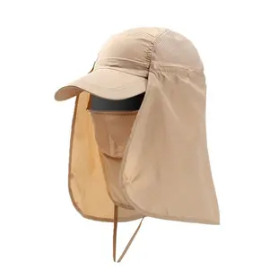 ODM OEM 100% Polyester Hunting Fishing Hat UV Protection Flap Cap with Ear Cover Outdoor Fisherman Bucket Hat And Cap