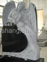 Monuments en forme de cœur d'ange pour les funérailles, pierre tombale en granit noir du Shanxi naturel - Product Image 3