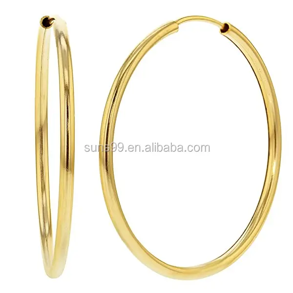 New Design Tube Hopp Earrings Stainless Steel 18k Yellow Gold Plated Classic Endless Hoop Earrings 18mm