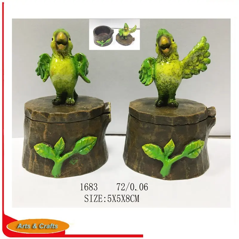 Polyresin jewellery box of Cartoon parrot