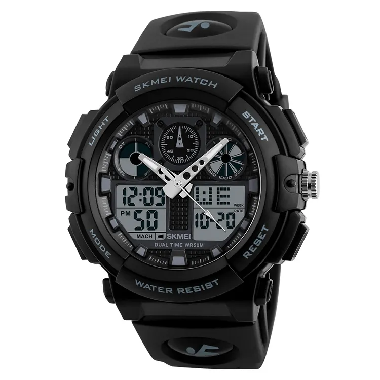 SKMEI 1270 analog digital sports watch waterproof alarm cheap black watch men fashion