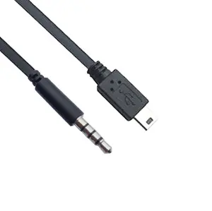 1M/2M/3M Panjang OEM Harga Pabrik Cetakan Hitam 3.5Mm Stereo 4 Tiang Colokan Ke Mini USB AUX Kabel Audio Kabel Usb Mikro