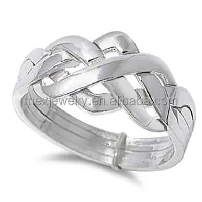 925 Sterling Zilver Vrouwen Keltische Grijpende Puzzel Ring