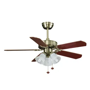 52 Inch Five Blade With Light And White Glass Light Cover Pull Chain Switch Pure Copper Ac Dc Motor Ceiling Fans