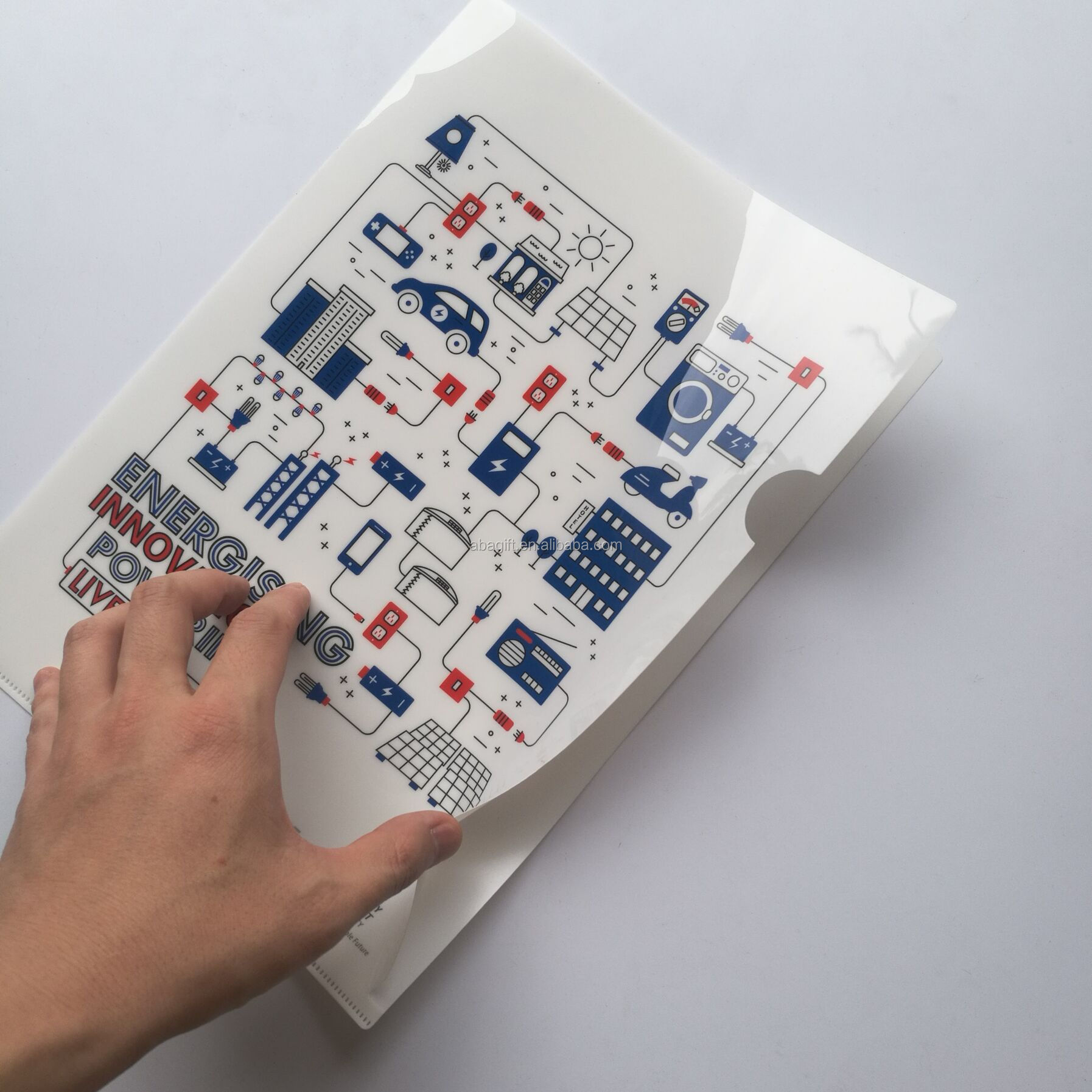 Пластиковая карманная папка для файлов формата А4 с цветным принтом логотипа