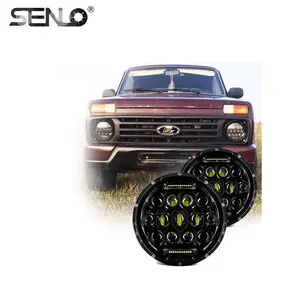 Faro Led para Jeeps Wrangler, luz de 7 pulgadas, redondo, alto y bajo, cc 12v 24v, luces delanteras para Lada 4x4 Urban Niva Suzuki Samurai