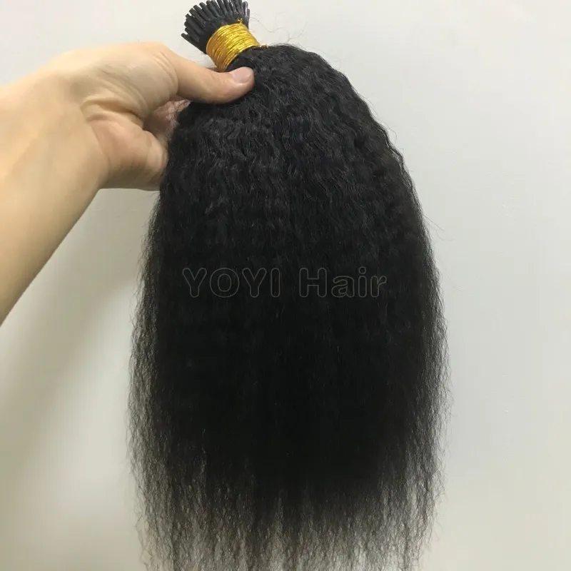 Hot Selling Pre Bonded Keratine Stok Tip Hair Fusion Hair Extensions 10A Braziliaanse Menselijk Kinky Straight I-Tip Haar extensions Goedkope Fabriek Prijs