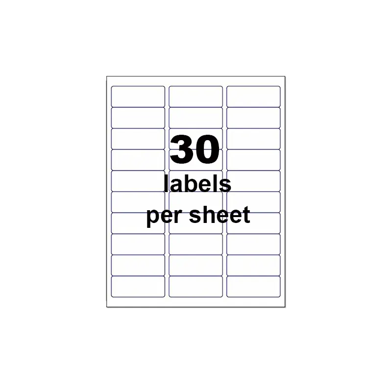 2-5/8 x 1" 100 Sheets Sticker Labels Shipping Address Labels For Ink/Laser Jet Printer (30-up)