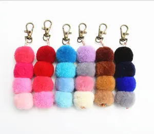 Diverse Kleurrijke Haarbal Pompom Kwastje Sleutelhanger Bag Charms Hangers Bohemian Faux Fur Ball Pompom Sleutelhanger Zak Decoratie