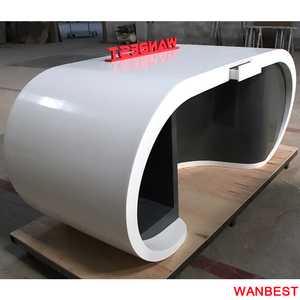 Modern Artificial Stone Curved Google Office Desk Executive Boss <strong>Computer</strong> <strong>Table</strong> Design with <strong>Cabinet</strong> - Product Image 4