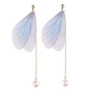 أقراط متدلية لؤلؤية أنيقة بتصميم كوري أنيق على شكل فراشة مع تخفيضات كبيرة على المنتجات - Product Image 2