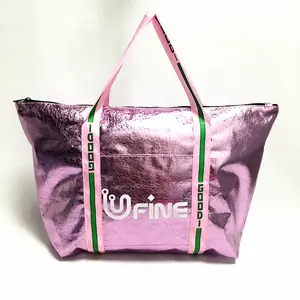 सुपर मॉडल धातु पु ढोना बैग लेजर होलोग्राफिक फैशन महिलाओं गुलाबी रंग कंधे बैग
