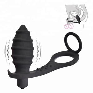 10 velocidades masturbador <span class=keywords><strong>Gay</strong></span> Anal Plug Dual Delay ejaculación Cock pene anillo vibrador - Product Image 1