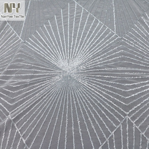 Nanyee Dệt Tùy Chỉnh Bạc Long Lanh Sequin Net Thêu Vải - Product Image 5