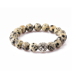 Por encargo pulsera intermitente bola Jasper rebordeado con cabeza de león - Product Image 5