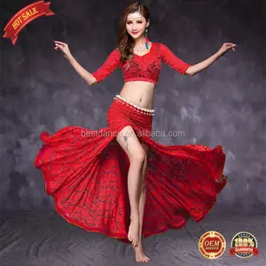 BestDance nouvelle pratique déguisement danse du ventre Sexy dentelle haut et jupe ensemble Yoga danseur formation vêtements Costume