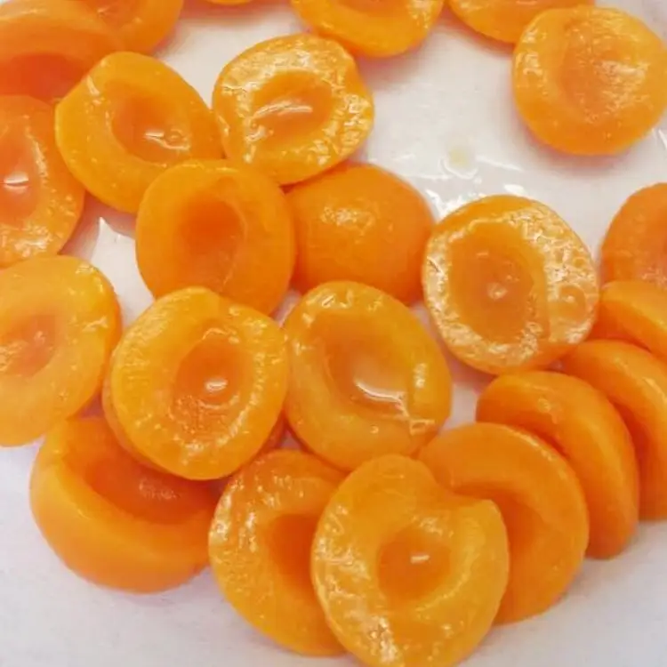 Meilleur prix d'usine moitiés d'abricots en conserve pêches jaunes en conserve de bonne qualité