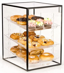 Acrylic curved 3 tier bakery display case bakery shop decoration