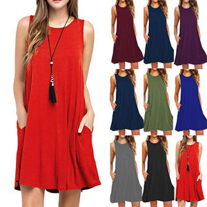 2018 Sexy Vestiti di Estate del <span class=keywords><strong>Cotone</strong></span> Femminile Solido Allentato Casuale Delle Donne del Vestito Una Linea di <span class=keywords><strong>Mini</strong></span> Abiti Plus Size - Product Image 1