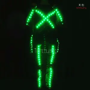 नई 2016 एलईडी रोशनी zep कपड़े tron के साथ ध्वनि प्रतिक्रियाशील jumpsuit नृत्य