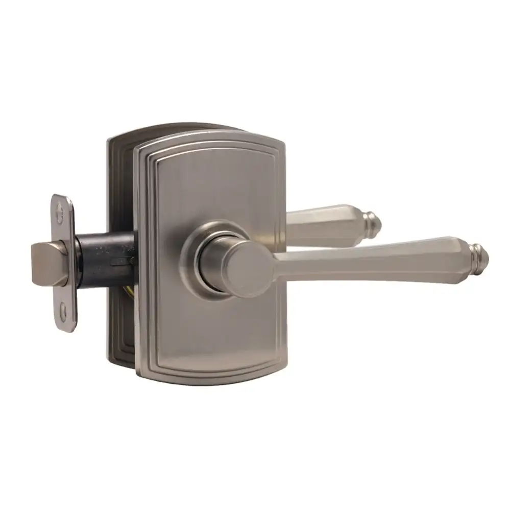 732E Passage Door Lock Lever Handle for Bed and Bath - Satin Nickel (Mechanical Door Lock)