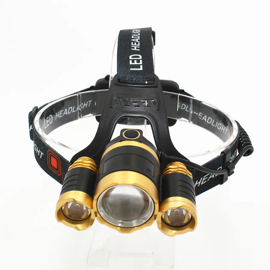 1*XML-T6 & 2*XPE LEDs Super Bright rechargeable led Headlamp with 1600lumens