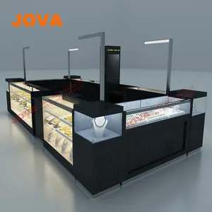 Open Mall Sieraden Ronde Sieraden Stand Sieraden Retail Ontwerp Klaar Gemaakt Bureau Winkel Outdoor Houten Kiosk Met Led Verlichting