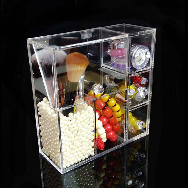 Upgrade-Version Multifunktion bürste Cosmetic Organizer Klarer Acryl Makeup Organizer Clam shell Acryl Pinsel halter Keine Perlen