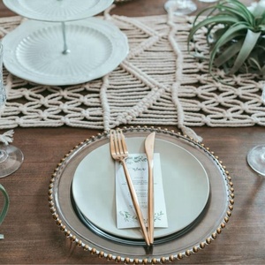 Venta al por mayor hecho <span class=keywords><strong>a</strong></span> mano puro boda tejida <span class=keywords><strong>Macrame</strong></span> borla decoración <span class=keywords><strong>mesa</strong></span> Runner - Product Image 6