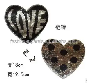 reversible sequin appliques custom wholesale heart shape sequin applique sequin embroidery