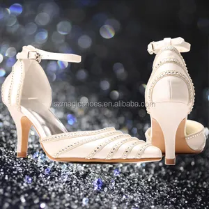 Ivory Satin Italian Wedding Bridal Shoes Crystal