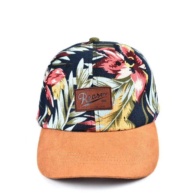 Snapback Hat Floral Flower Printed Gorra Snapback Adjustable Flat Brim Card Button Hat Cap 6 Panel Caps