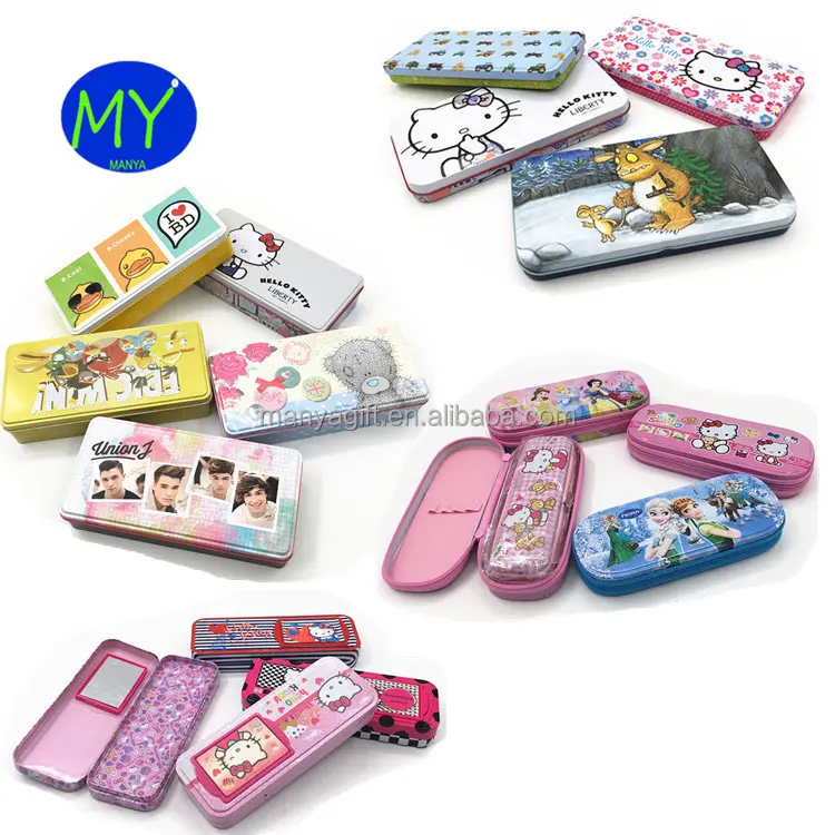2017 Wholesale large for kids school canvas cute magnetic custom silicone tin metal pencil case