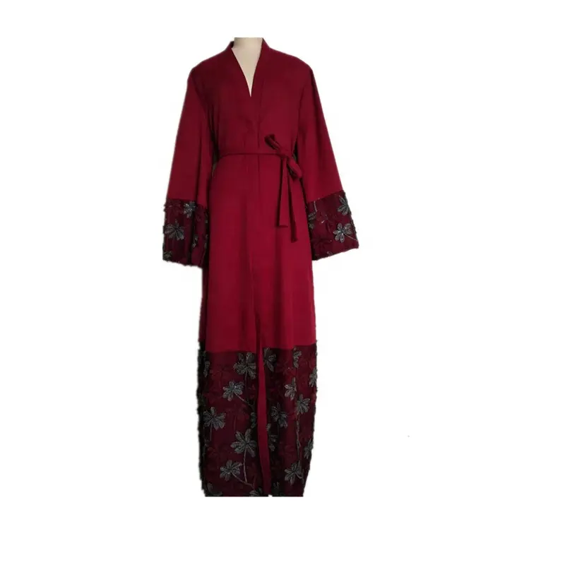 Klv — robe caftan musulmane à fleurs 3D, mode moderne et élégante, ouverte, abaya, dubaï, vêtements islamiques, 2019