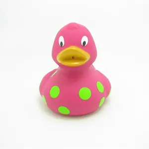 Wholesale Custom Promotion PVC Floating Plastic Pink Rubber Bath Duck with Dot