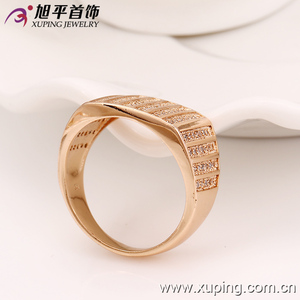 12717 <span class=keywords><strong>Xuping</strong></span> 18k color <span class=keywords><strong>oro</strong></span> prestigioso anillo de forma rectangular con hilos de micro estrás blancos para hombres - Product Image 4