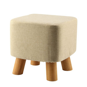 Reposapiés de madera acolchado de lujo, taburete cuadrado otomano, taburete de madera, 4 Patas