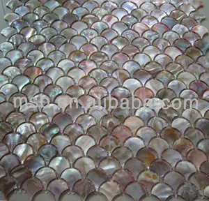 Painéis de parede do banheiro colorido em forma de ventilador mãe de pérola telha mosaico