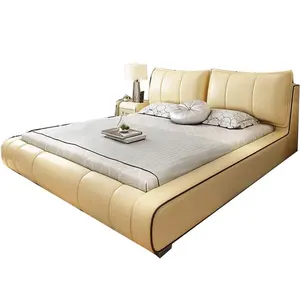 Modern multifunction storage bed with speaker music design of leather bed solid wood frame china factory wholesale