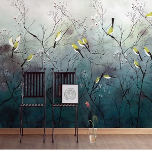 Star Wallpaper Hand-Painted Flowers Birds Nostalgic Mural Retro Chinese Classical Chinese Design Wallpaper Cheapest Wallpaper