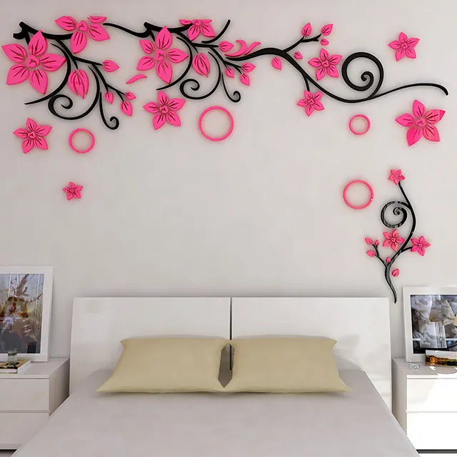 Acryl 3D Bloem Home Decoratie Sticker Woonkamer Tv Achtergrond Muur Sticker