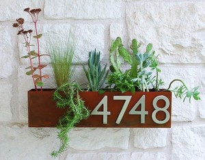 Antique <strong>Rusty</strong> Corten Steel <strong>Metal</strong> <strong>House</strong> <strong>Number</strong> Sign Outdoor